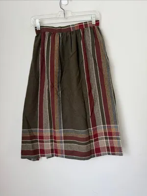 Vintage 70s/80s Claude Plaid Fringe Midi Skirt XS 🔴 thumbnail 4