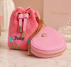 Juicy Couture Cherry Micro Bag Heart Coin Purse Charm Set Pink NWT thumbnail 1