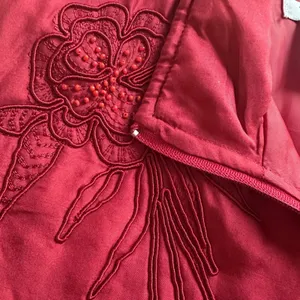 Coldwater Creek Red Puffer Vest Full Zip Embroidered Winter Christmas Holiday thumbnail 8