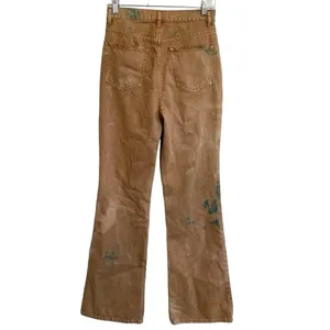 PacSun‎ High Rise Bootcut Jeans Tan Brown Teal Tie Dye Button Fly Womens 27 thumbnail 2