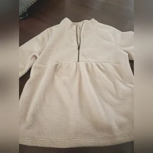 Maternity NEW Sherpa collared 1/ 2 zip sweatshirt in cream by Isabel Maternity thumbnail 4