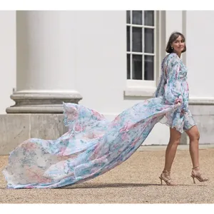 BIBIANA‎ CABELLO Mazarine Chiffon Layered Maxi Gown thumbnail 2