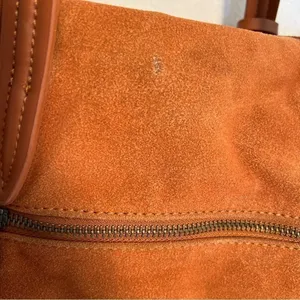 Shiraleah‎ Chicago Marlow Satchel Bag Vegan Suede Tan Rust Fringe Details Zip thumbnail 8