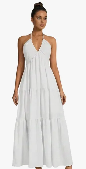 White Flowy Dress Size L thumbnail 1
