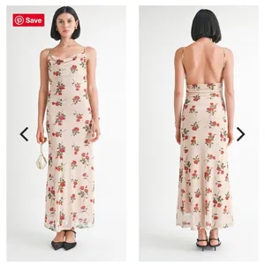 Stitch & Feather Womens Sz Small Maxi Dress Roses Low Back Romantic Feminine thumbnail 2