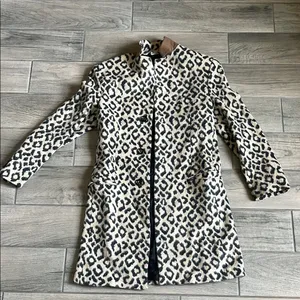 Zara Black and Cream Trench Coat with Bold Design thumbnail 1
