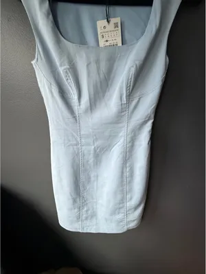 Zara Light Blue Sleeveless Bodycon Dress Size S thumbnail 5