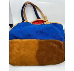 Dooney & BOURKE Blue Brown Large Fabric Tote Bag thumbnail 14