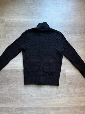 Ralph Lauren Golf Cable Knit Smock Neck 100% Cotton Black Cardigan Size M thumbnail 10