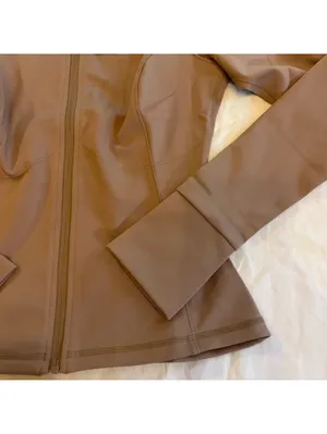 NEW Girlfriend Collective Women's Parker Seamed Jacket Woodsmoke Tan Active S thumbnail 2