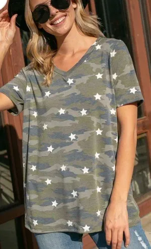 Entro Boutique Camo Star Print Tee thumbnail 1