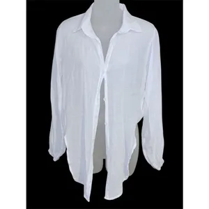 White Tie-Front Gauze Button-Up Shirt and Shorts Set Size Small thumbnail 3