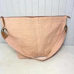 Free People Vienna Pink Quilted Shoulder Bag/Tote Bag, Suede Trim Detail‎ thumbnail 2