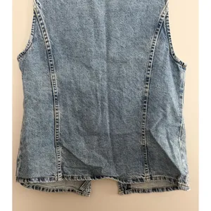 Free People We The Free Aimee Denim Long Vest‎ Ultra Light Beam Women's Size Med thumbnail 6