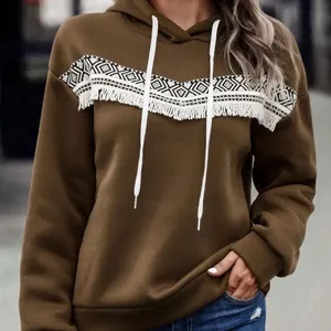 Womens Brown Geo Print Contrast Hoodie sz medium thumbnail 3
