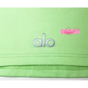 Alo Crop Finesse Short Sleeve Ultramint Neon Bright Stretchy Cropped T-Shirt Top thumbnail 7