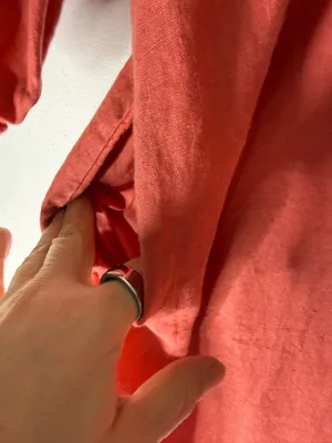 BANANA REPUBLIC dress lisa 2 open‎ back linen short coral casual puff sleeve 0 thumbnail 5
