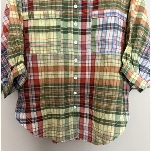 ANTHROPOLOGIE Pilcro Half-Sleeve Batwing Blouse Plaid Women's Size Medium thumbnail 5