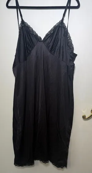 Vintage Mel-Lin Size 48 Black Lace-Trim Slip Dress for Women - Classic Intimates thumbnail 1
