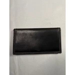 Vtg Black‎ Coach Leather Wallet Pink Interior Check Holder thumbnail 2
