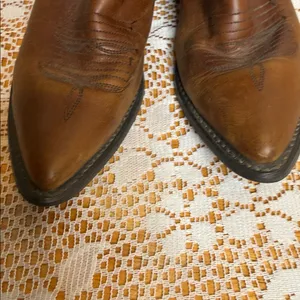 VINTAGE Dingo brown leather design pull on cowgirl cowboy boots sz 5.5 thumbnail 4