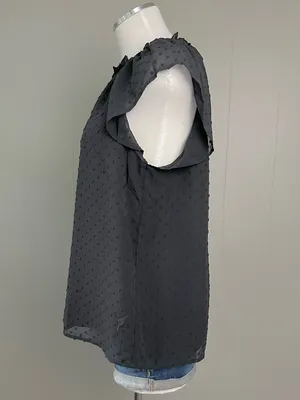 NWT J.Crew Black Swiss Dot Ruffle Sleeve Blouse Medium thumbnail 3