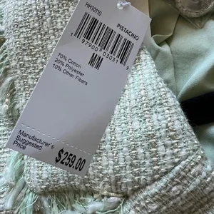 $259 NWT House of Harlow 1960 Pistachio Green Tweed Double-Breasted Blazer M thumbnail 11