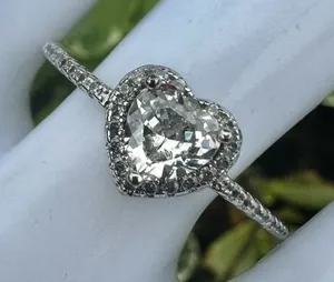 19K GP Heart-Cut CZ Engagement-Style Ring thumbnail 1