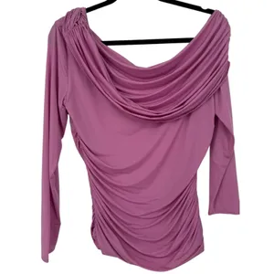 NWT Abercrombie & Fitch Womens Pink Draped Off Shoulder Ruched Top Size Large thumbnail 4