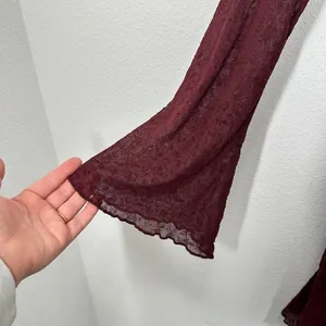 Motel Size XL Burgundy Velvet Mini‎ Dress Sweetheart Neckline Bell Sleeve thumbnail 6