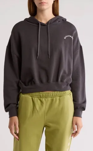 Billabong Lazy Daze Cropped‎ Hoodie Sweatshirt Gray Women's Size S thumbnail 1