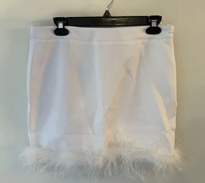 Skirt & Top Set Main Strip 2 Piece White Feather Trim SizeLarge NEW Wedding Bach thumbnail 4