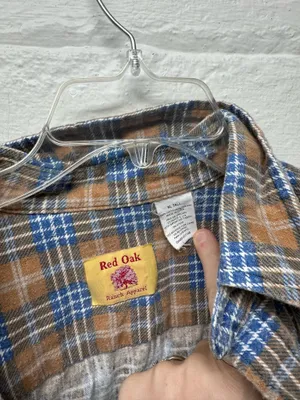 Vintage Red Oak Blue and Orange Plaid Shirt thumbnail 3