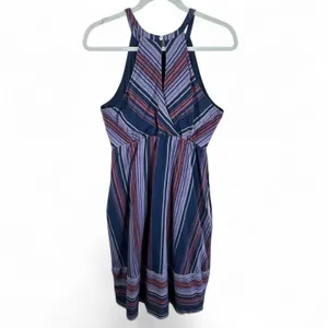Carve Designs Womens Mabel Navy Deckside Small Organic Cotton Striped Midi Dress thumbnail 3
