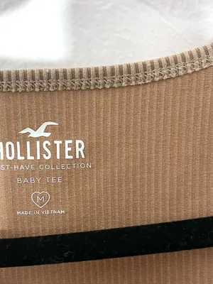 Hollister Ribbed Scoop Neck Crop Top in Camel Brown thumbnail 6