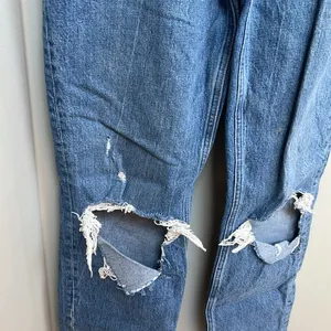 Abercrombie & Fitch Blue Straight Jeans with Distressed Details thumbnail 3