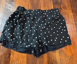 Mi Ami Womens Black White Polka Dot Paperbag Waist Shorts Size‎ Medium Retro thumbnail 1