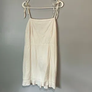 Abercrombie & Fitch Linen Blend Knee Length Dress Large White #784 thumbnail 2