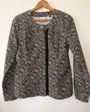 Geometric‎ Print Moto Jacket Cabi Cliffside 5099 Multicolor Full Zip Blazer Sz M thumbnail 1