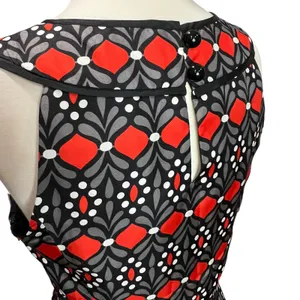 Milly Sheath Dress 2 Black Gray Red Silk Geometric‎ Sleeveless Modern Chic Party thumbnail 6
