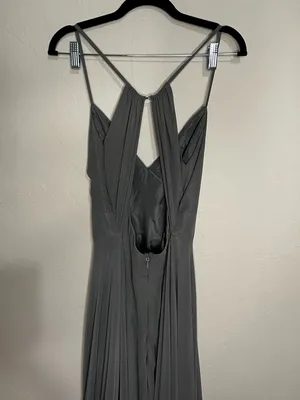 Azazie‎ Avelina Steel Gray Chiffon Maxi Dress thumbnail 8