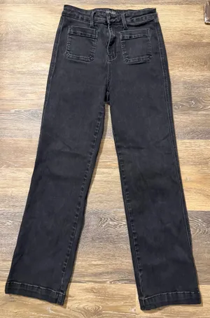 Judy Blue High Rise Patch Pocket Wide Leg Jeans 9/29 Washed Black JB88827 thumbnail 1