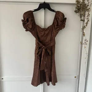 Brown Satin Leopard Print Baby Doll Dress • Size XS thumbnail 2
