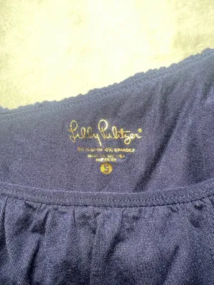 Lilly Pulitzer Navy One-Shoulder Ruffle Top thumbnail 4