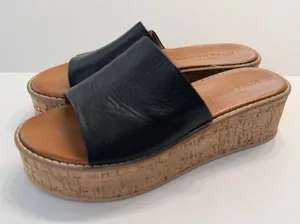Kurt Geiger London Maci Platform Leather Sandals Size 38 US7.5 Wedge Slide thumbnail 1