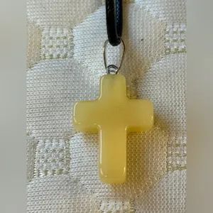 Yellow Cross Pendant Necklace Red thumbnail 3