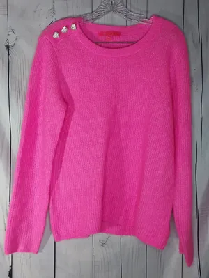 Lilly Pulitzer Hot Pink Glam Pippin Chenille Ribbed Knit Chic ResortWear Sweater thumbnail 1