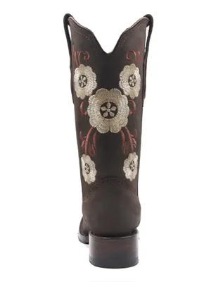 Tronco Viejo Brown Embroidered Floral Square Toe Cowgirl Cowboy Boots Size 7 thumbnail 4