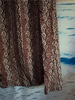 Women’s Boho Floral Printed Brown & White Maxi Skirt MD thumbnail 4