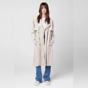 NWT BLANK NYC Womens Oversized Vegan Suede Trench Coat ~XS ~ Beige ~ GORGEOUS 🔥 thumbnail 4